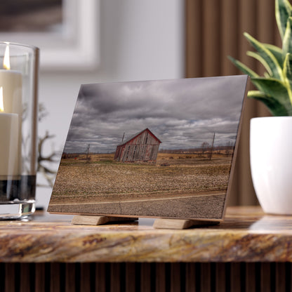 U R There Photography Barnes Road Little Red II Rustic Farmhouse Decorative Ceramic Tile