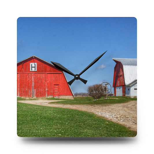 Shay Lake Duo Rustic Farmhouse Acrylic Analog Wall Clock 10.75'' × 10.75'' (Square)