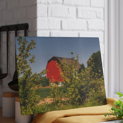 U R There Photography Beyond the Bushes Red Rustic Farmhouse Tempered-Glass Cutting Board