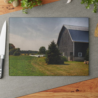 U R There Photography Black Haybarn Rustic Farmhouse Tempered-Glass Cutting Board