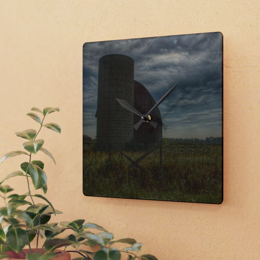 U R There Photography Mushroom Road Red I Rustic Farmhouse Acrylic Analog Wall Clock