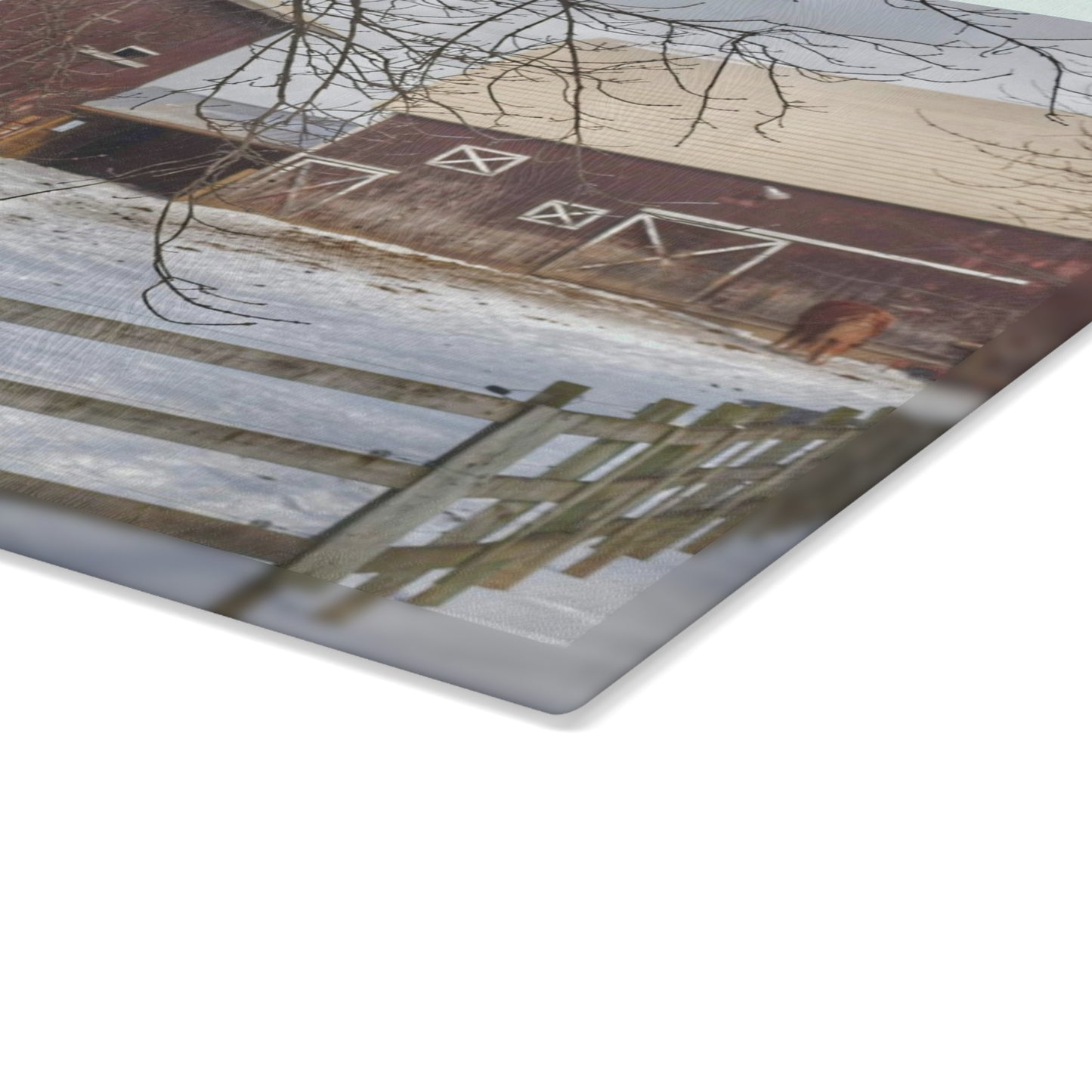 U R There Photography Ebeling Brown Rustic Farmhouse Tempered-Glass Cutting Board