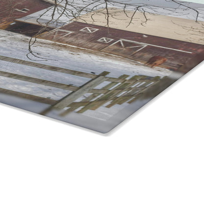 U R There Photography Ebeling Brown Rustic Farmhouse Tempered-Glass Cutting Board