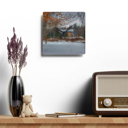 U R There Photography Oregon Road Blue Rustic Farmhouse Acrylic Analog Wall Clock