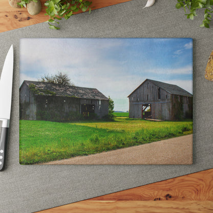 U R There Photography Caro Road Twin Greys I Rustic Farmhouse Tempered-Glass Cutting Board