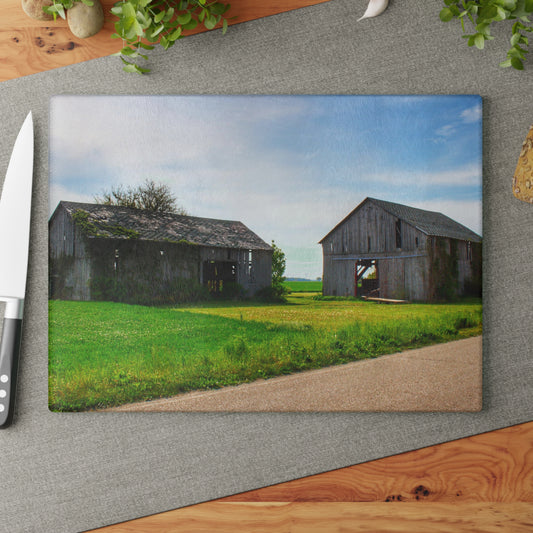 U R There Photography Caro Road Twin Greys I Rustic Farmhouse Tempered-Glass Cutting Board