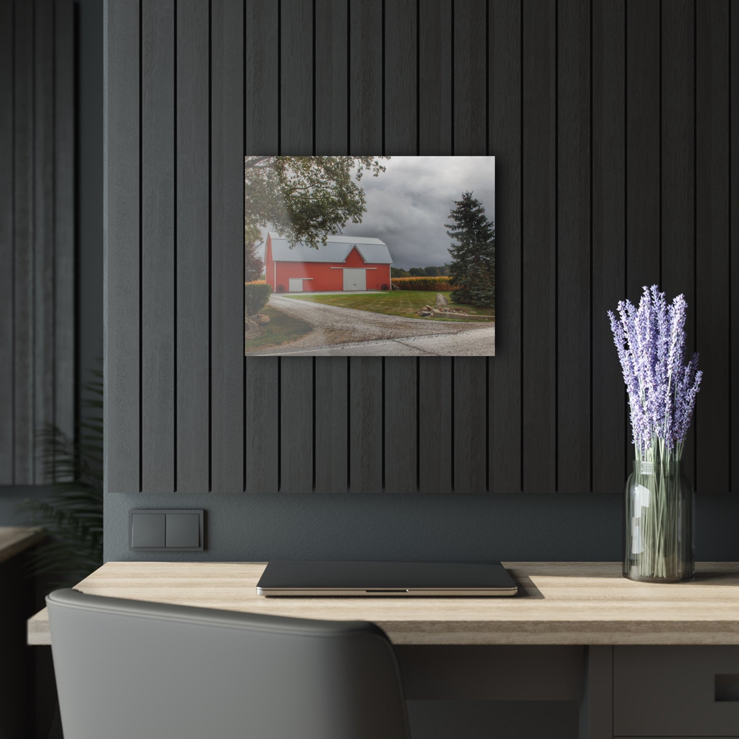 U R There Photography Richville Road Red Rustic Farmhouse Acrylic Wall Print