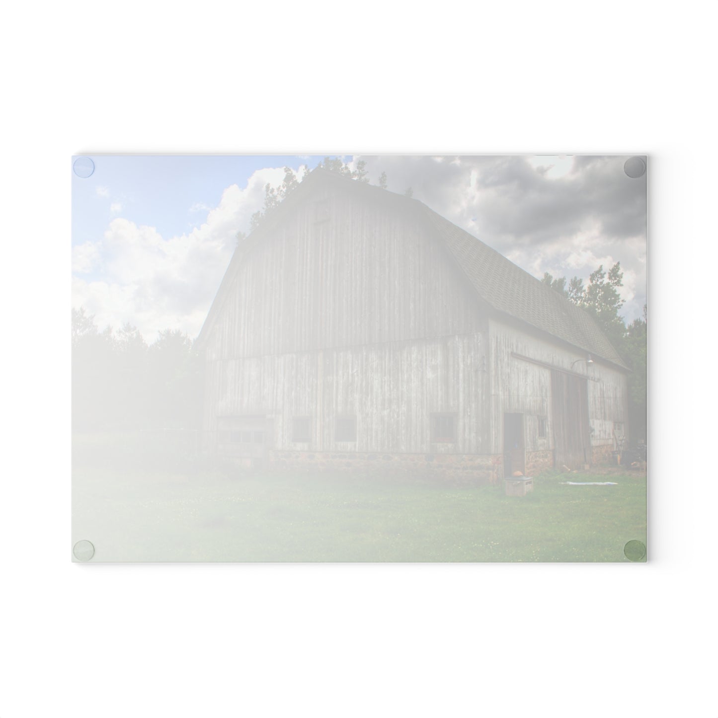 U R There Photography Fieldstone Grey Rustic Farmhouse Tempered-Glass Cutting Board