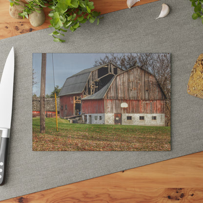 U R There Photography Crawford Road Old Red Rustic Farmhouse Tempered-Glass Cutting Board