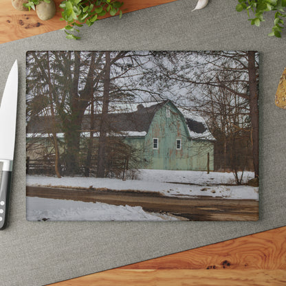 U R There Photography Hunters Creek Meadow Green Rustic Farmhouse Tempered-Glass Cutting Board