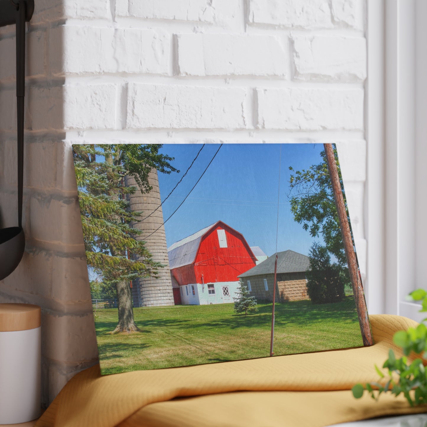 U R There Photography East Lake Road Red Rustic Farmhouse Tempered-Glass Cutting Board