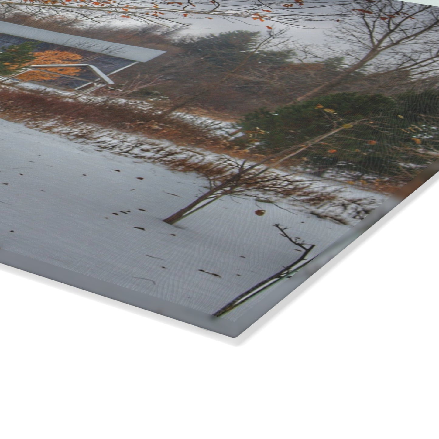 U R There Photography Oregon Road Blue Rustic Farmhouse Tempered-Glass Cutting Board