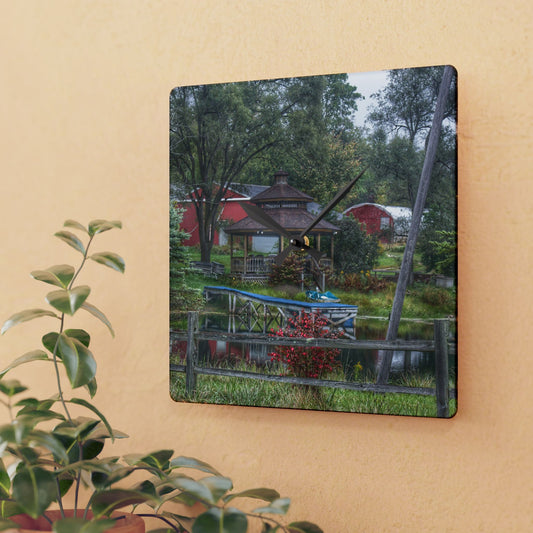 U R There Photography Columbiaville Gazebo Rustic Farmhouse Acrylic Analog Wall Clock