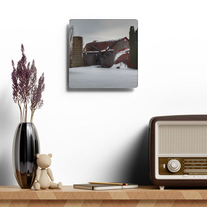 U R There Photography Unionville Grey Rustic Farmhouse Acrylic Analog Wall Clock