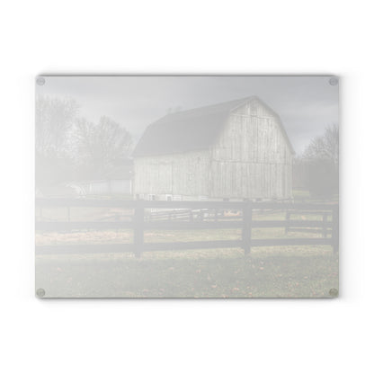 U R There Photography Roadside White Beyond the Fences Rustic Farmhouse Tempered-Glass Cutting Board