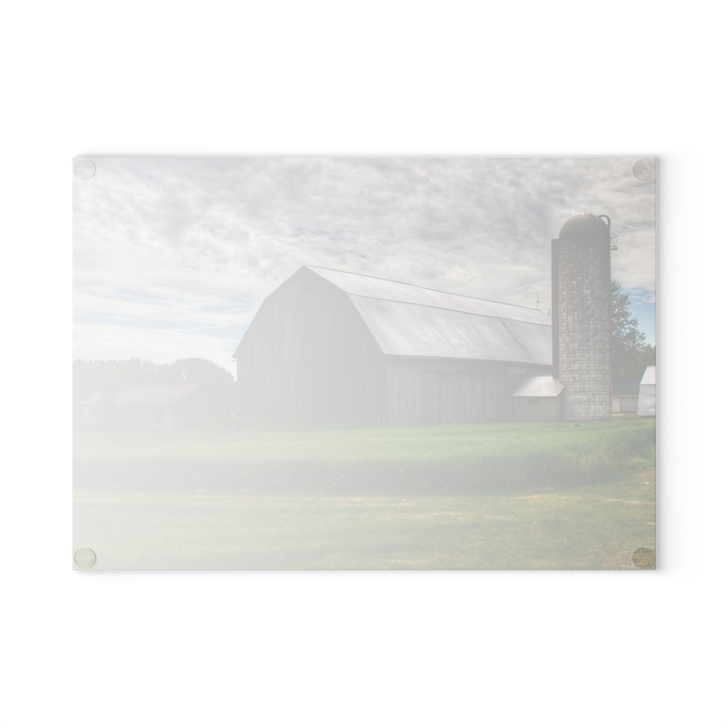 U R There Photography West Tuscola Road Grey Rustic Farmhouse Tempered-Glass Cutting Board