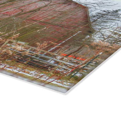 U R There Photography LeValley Road Red Rustic Farmhouse Tempered-Glass Cutting Board