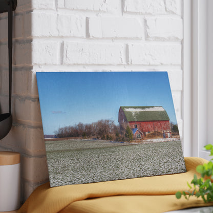 U R There Photography Early Spring Red I Rustic Farmhouse Tempered-Glass Cutting Board