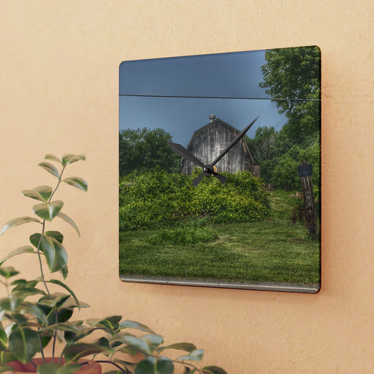 U R There Photography Vassar Road Hidden Grey I Rustic Farmhouse Acrylic Analog Wall Clock