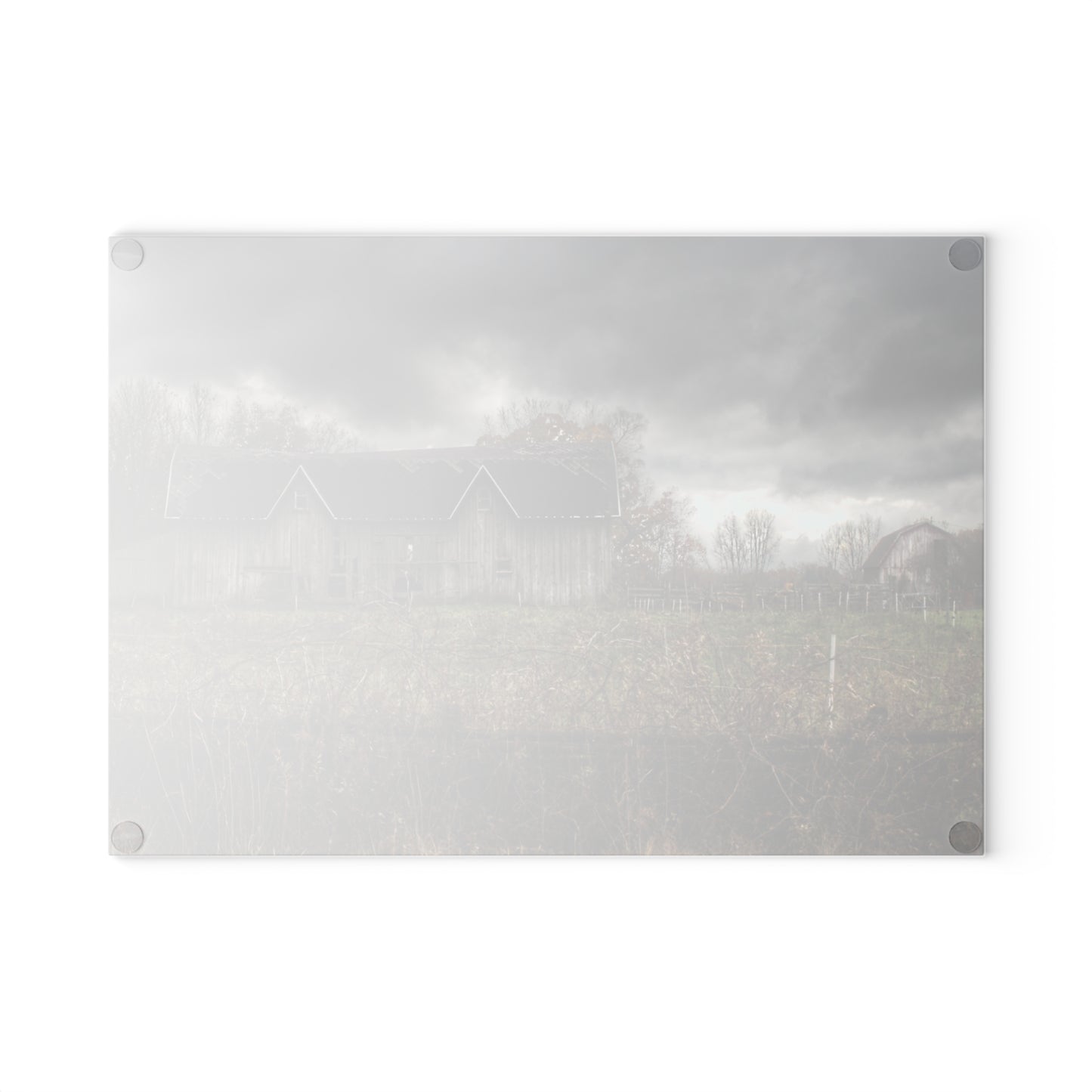 U R There Photography Green Road Grey Rustic Farmhouse Tempered-Glass Cutting Board