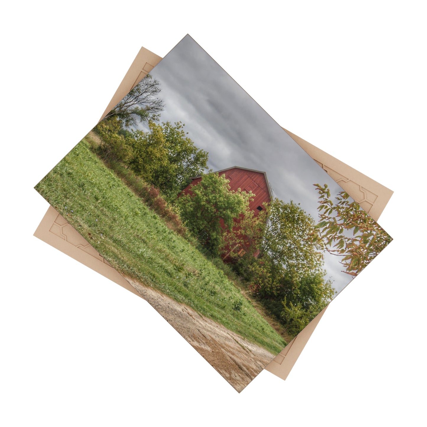 U R There Photography Bristol Road Hidden Red Rustic Farmhouse Decorative Ceramic Tile 6" × 8" Glossy