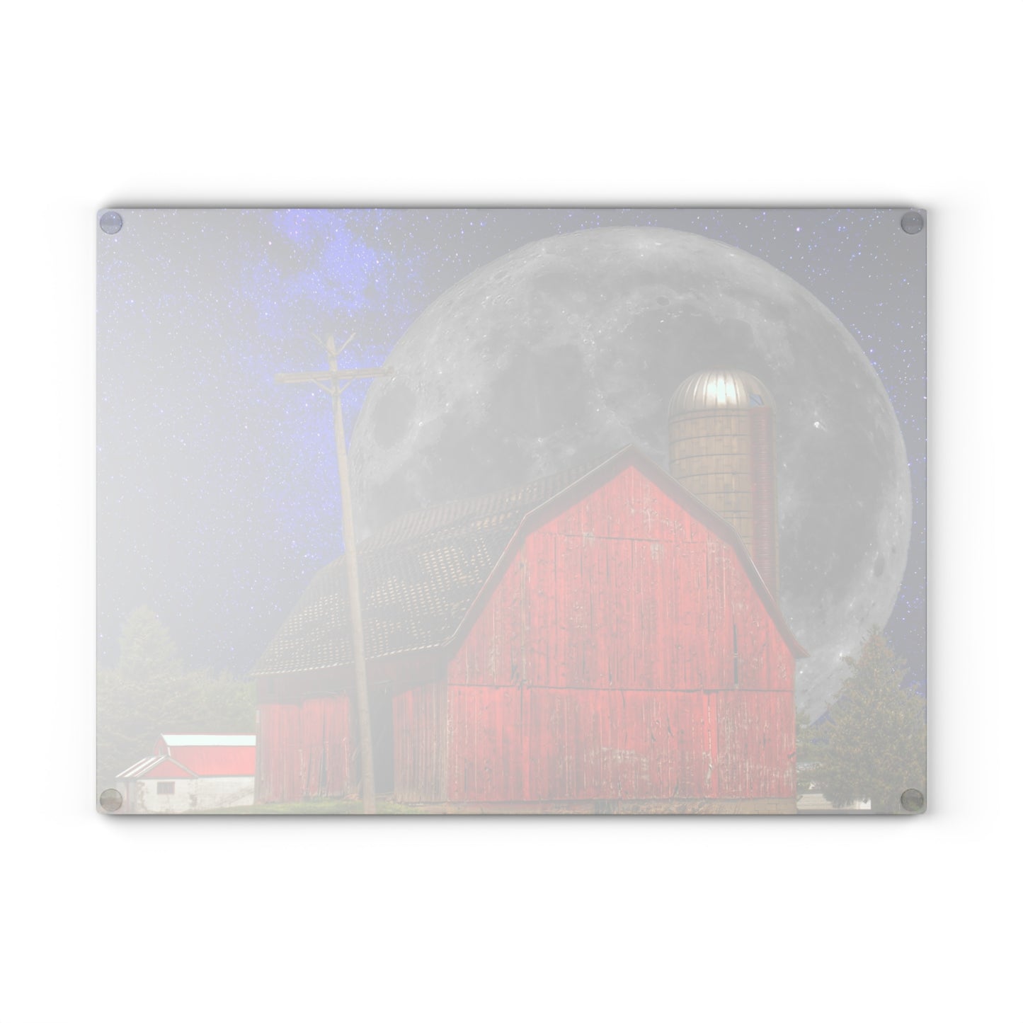 U R There Photography Moon over Hollenbeck Rustic Farmhouse Tempered-Glass Cutting Board