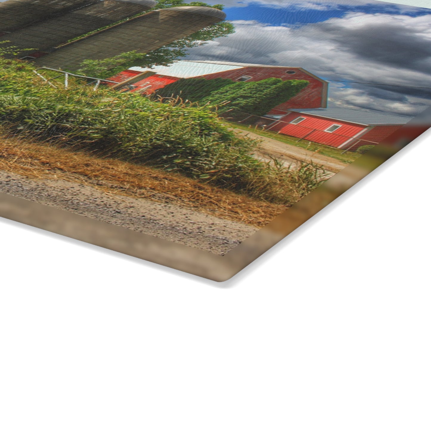 U R There Photography Shelby Red II Rustic Farmhouse Tempered-Glass Cutting Board