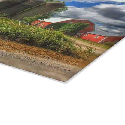 U R There Photography Shelby Red II Rustic Farmhouse Tempered-Glass Cutting Board