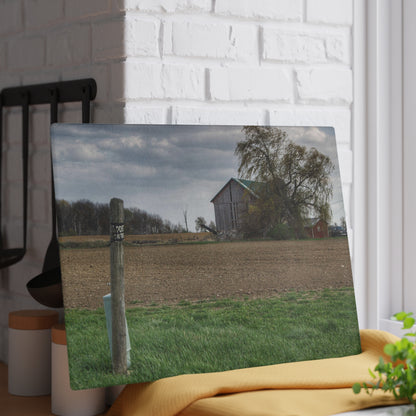 U R There Photography Cedar Creek Road Grey Rustic Farmhouse Tempered-Glass Cutting Board