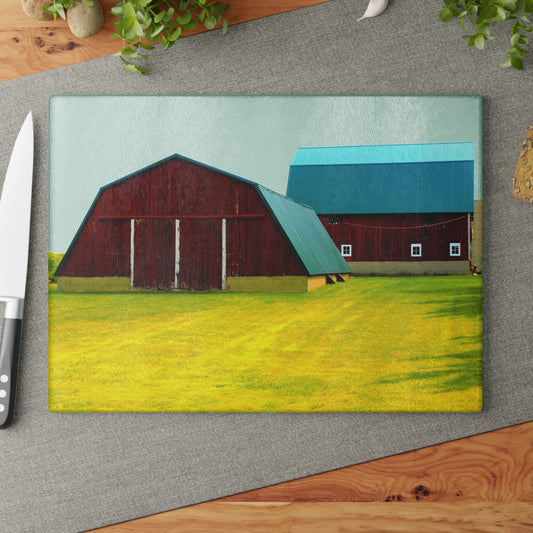 U R There Photography Baldwin Barn Brothers I Rustic Farmhouse Tempered-Glass Cutting Board