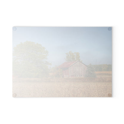 U R There Photography Brown City Wellman Line Road Little Red Rustic Farmhouse Tempered-Glass Cutting Board