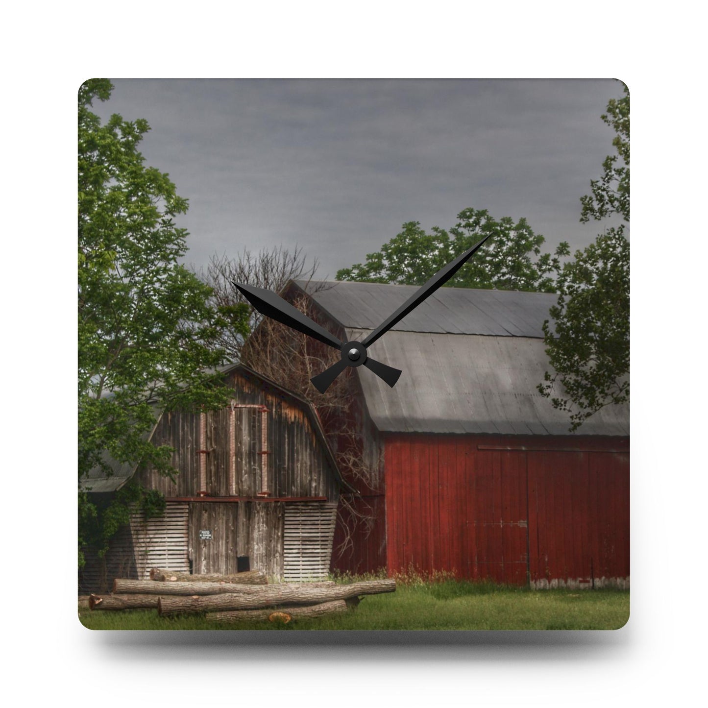 U R There Photography Barkley Road Buddies Rustic Farmhouse Acrylic Analog Wall Clock