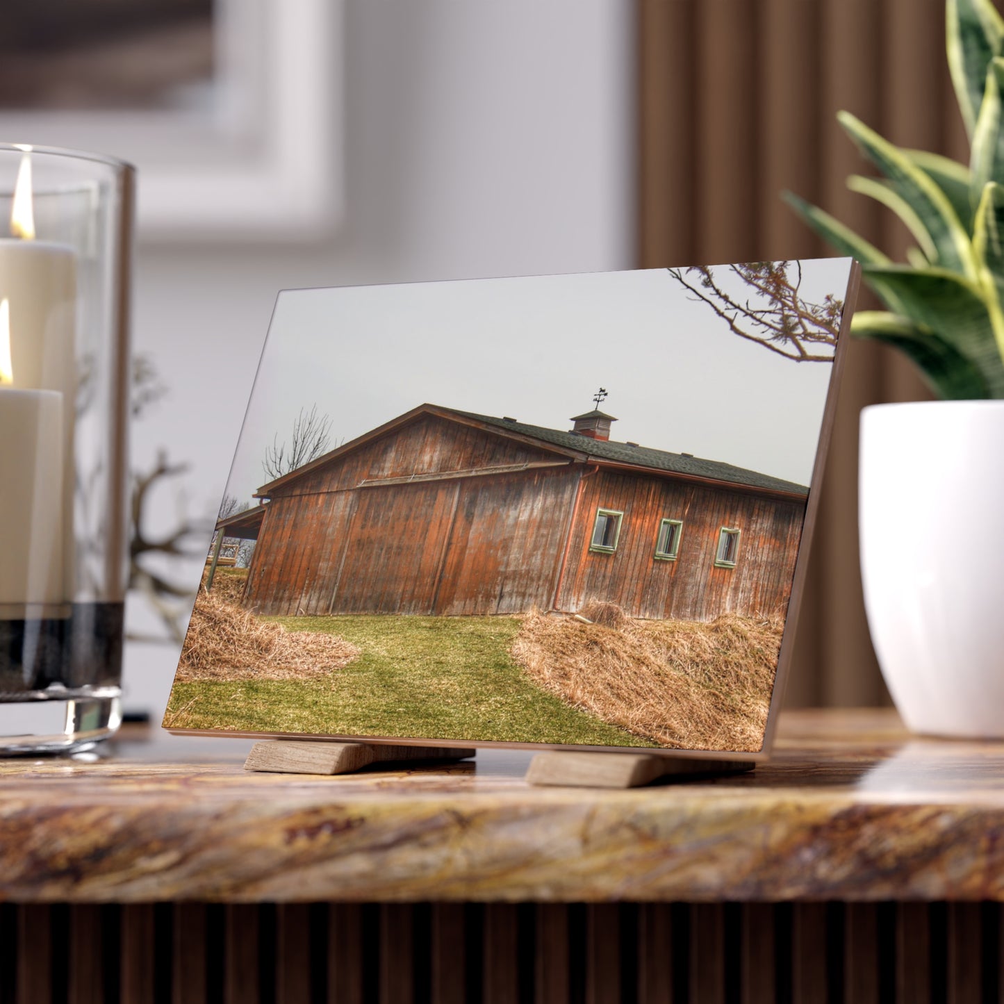 U R There Photography Blood Road Rusted Rustic Farmhouse Decorative Ceramic Tile