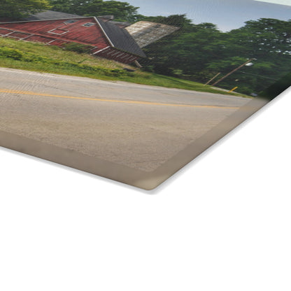 U R There Photography Metamora Red II Rustic Farmhouse Tempered-Glass Cutting Board