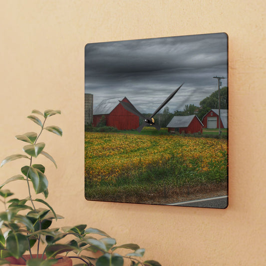 U R There Photography Kingston Road Trio III Rustic Farmhouse Acrylic Analog Wall Clock