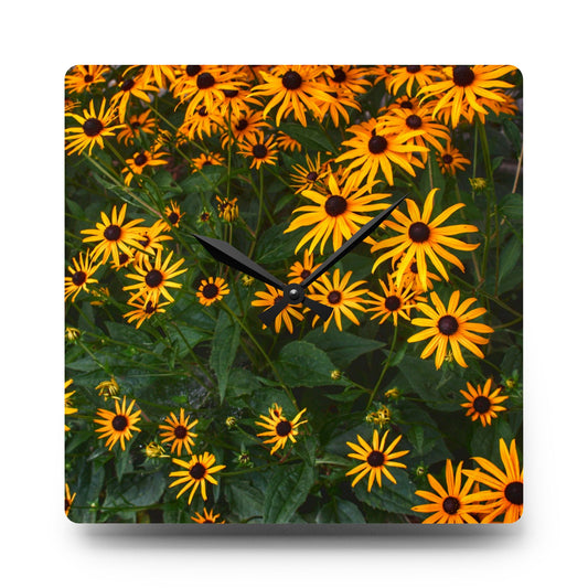 Black-Eyed Susan Rustic Farmhouse Acrylic Analog Wall Clock 10.75'' × 10.75'' (Square)