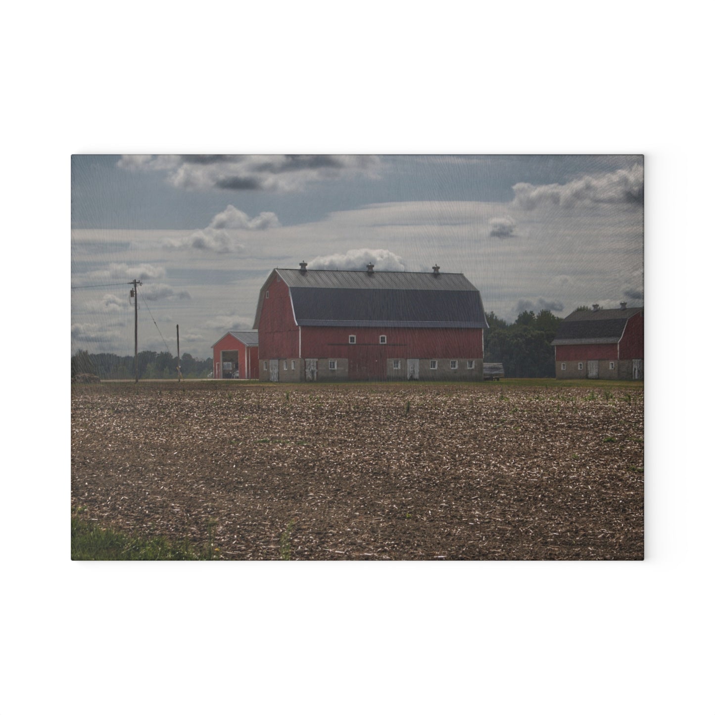 U R There Photography Wheeling Road Red Rustic Farmhouse Tempered-Glass Cutting Board