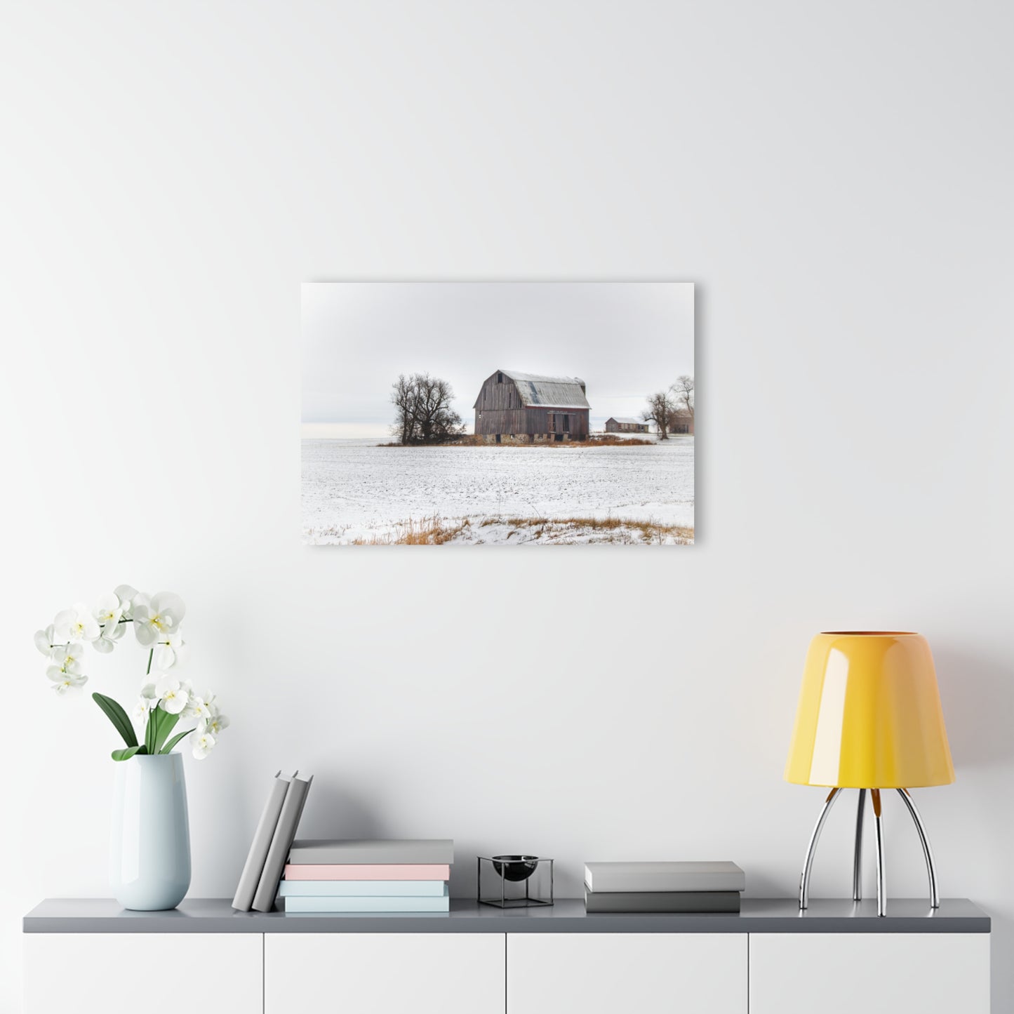 U R There Photography Frenchline Road Grey in Winter Rustic Farmhouse Acrylic Wall Print
