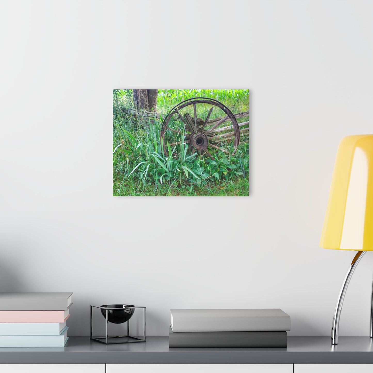 U R There Photography Wagon Wheel Fences Rustic Farmhouse Acrylic Wall Print