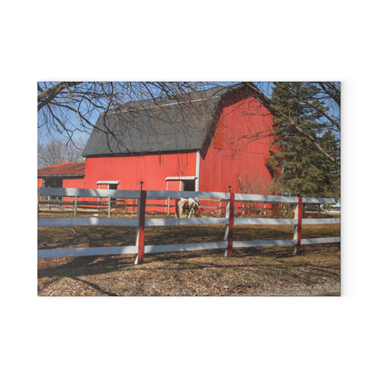 U R There Photography Wolcott Red and Filly Rustic Farmhouse Tempered-Glass Cutting Board
