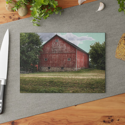 U R There Photography Five Lakes Red II Rustic Farmhouse Tempered-Glass Cutting Board