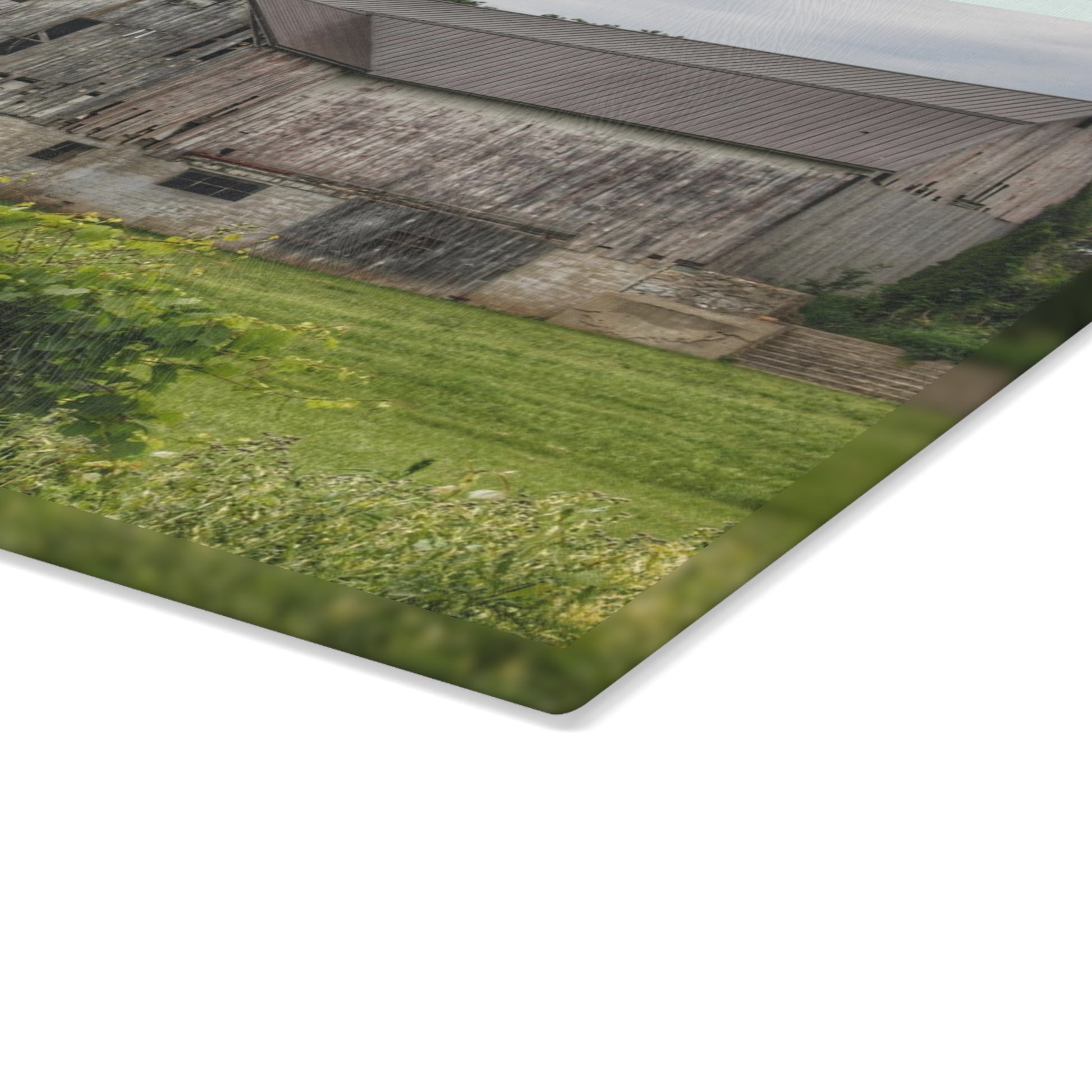 Dequindre Road Grey I Rustic Farmhouse Tempered-Glass Cutting Board