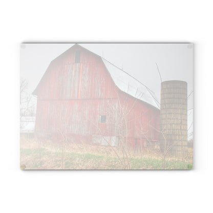 U R There Photography Columbiaville Red 2020 Rustic Farmhouse Tempered-Glass Cutting Board