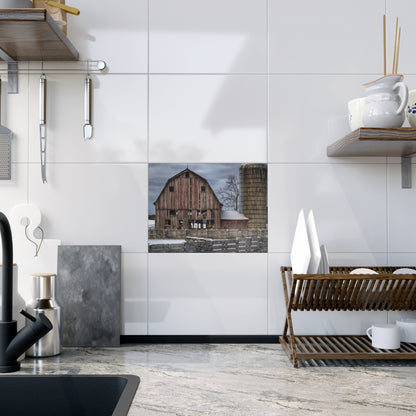 U R There Photography Old Marathon Red Rustic Farmhouse Decorative Ceramic Tile