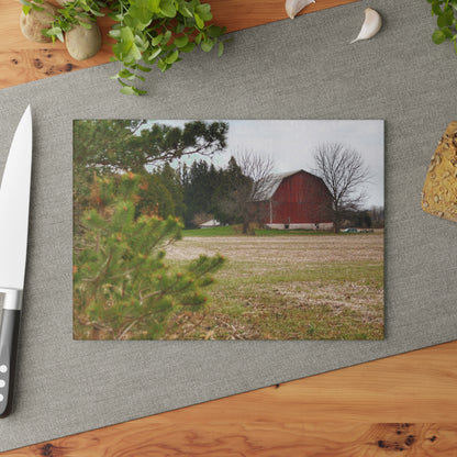 U R There Photography Hidden Millington Road Red Rustic Farmhouse Tempered-Glass Cutting Board