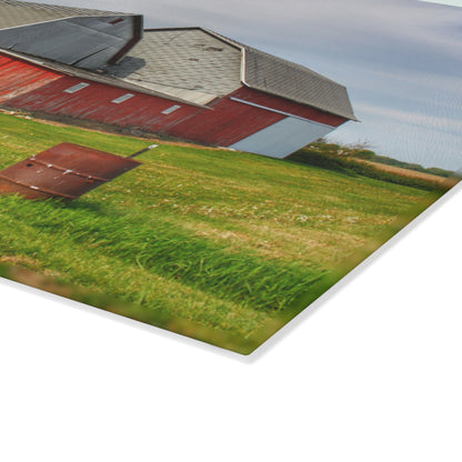 U R There Photography French Road Centennial Reds II Rustic Farmhouse Tempered-Glass Cutting Board