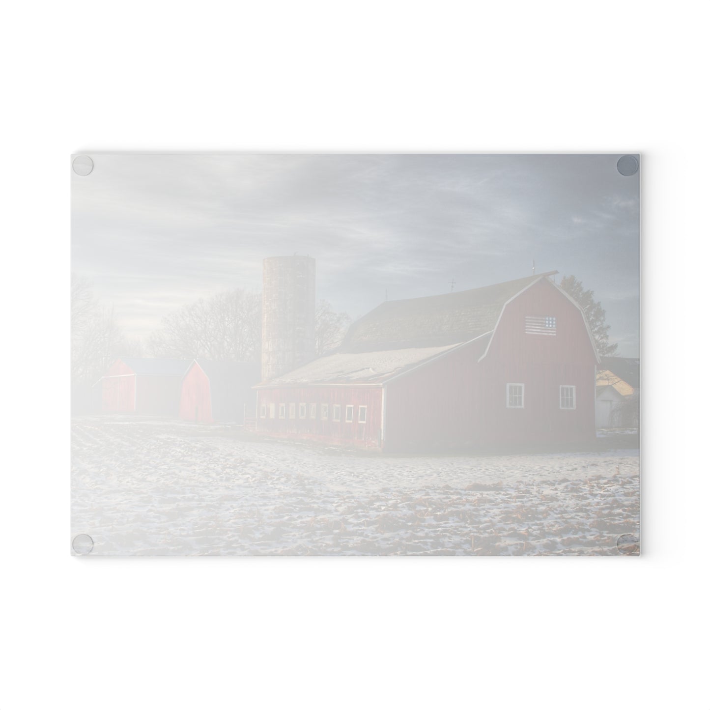 U R There Photography Mitchell Lake Road Red Rustic Farmhouse Tempered-Glass Cutting Board