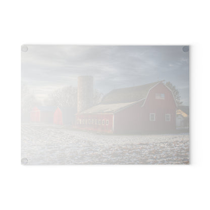 U R There Photography Mitchell Lake Road Red Rustic Farmhouse Tempered-Glass Cutting Board