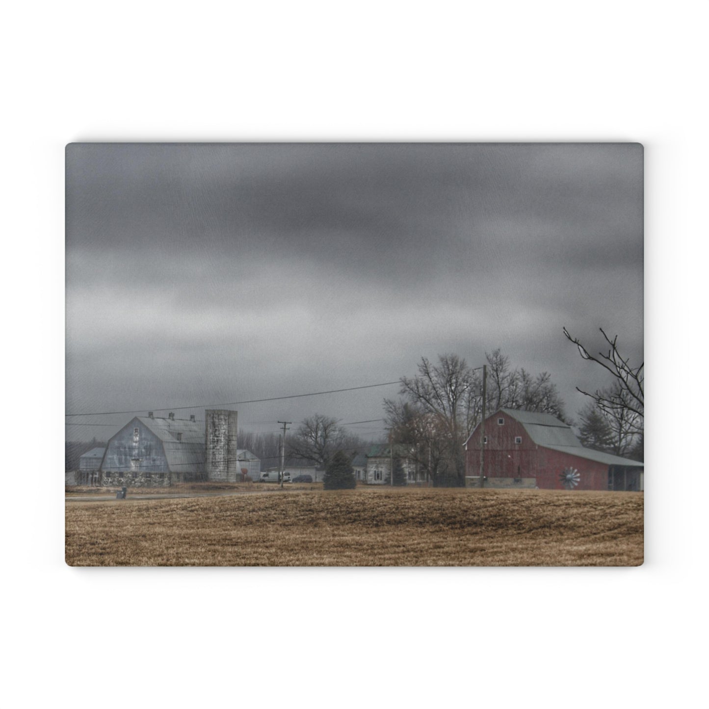 U R There Photography Daley Road Duo Rustic Farmhouse Tempered-Glass Cutting Board