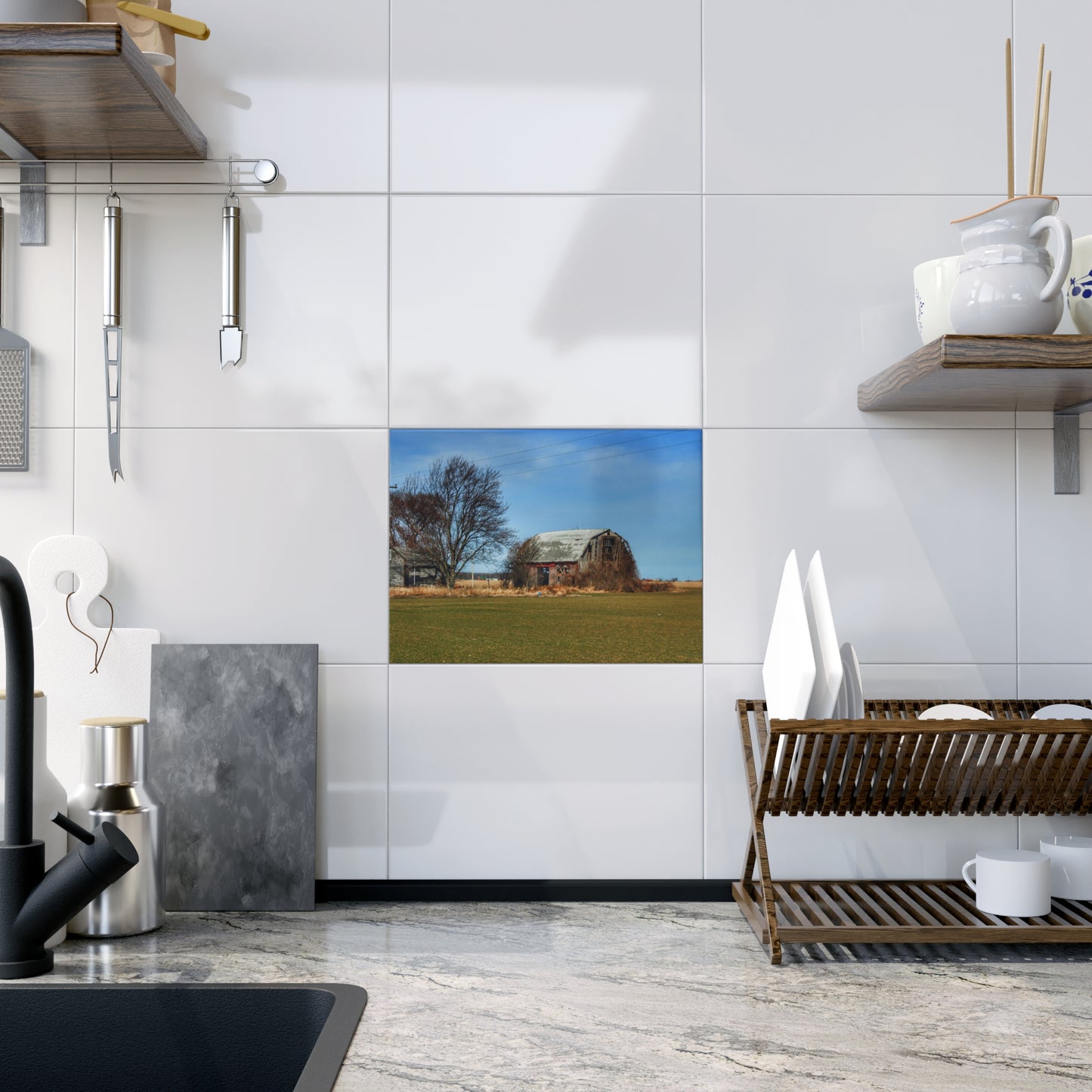 U R There Photography Bay City - Forestville Forgotten Grey Rustic Farmhouse Decorative Ceramic Tile